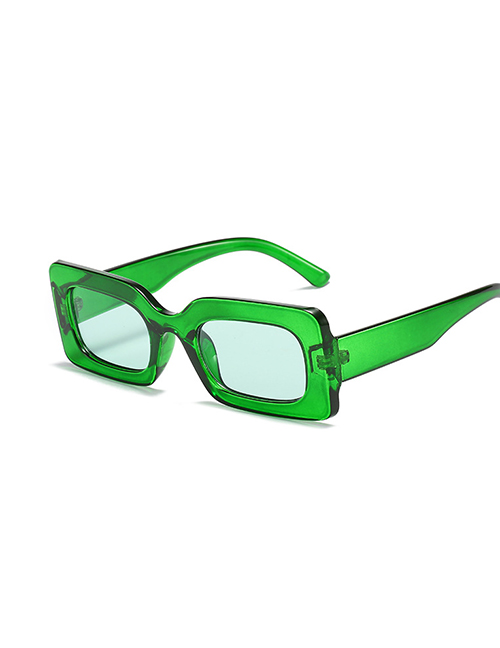 Fashion Olive Green Frame Blue Slice Small Square Frame Sunglasses