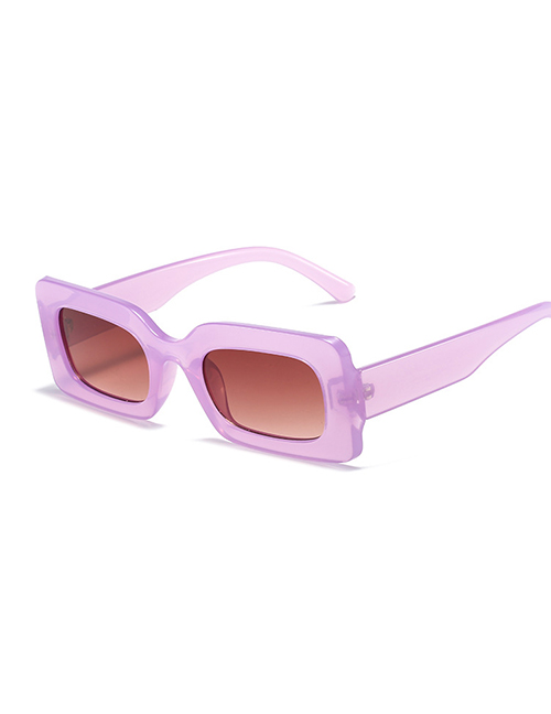 Fashion Purple Frame Double Tea Tablets Small Square Frame Sunglasses