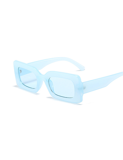 Fashion Jelly Blue Frame Blue Slice Small Square Frame Sunglasses