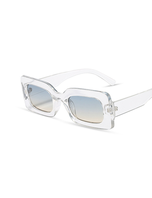 Fashion Transparent Frame Green Tea Tablets Small Square Frame Sunglasses