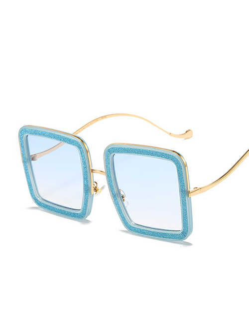 Fashion Blue Frame Blue Film Pc Glitter Frame Sunglasses
