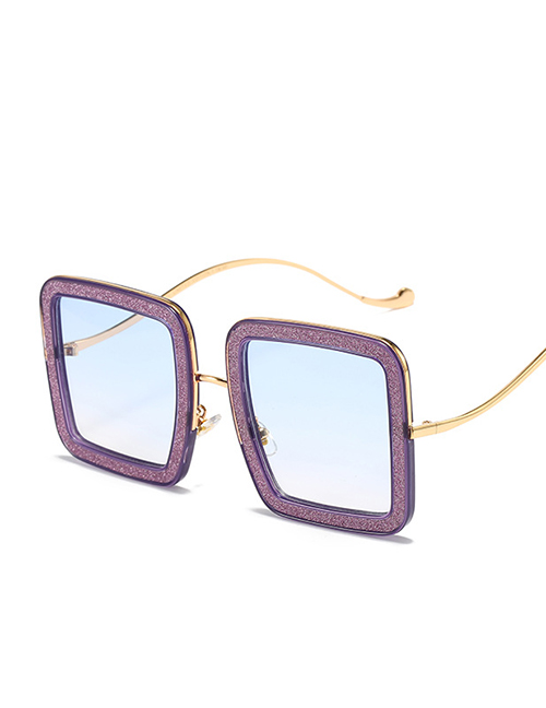 Fashion Purple Frame Gradient Blue Sheet Pc Glitter Frame Sunglasses