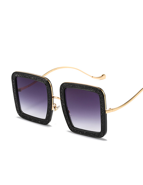 Fashion Black Frame Double Gray Sheet Pc Glitter Frame Sunglasses