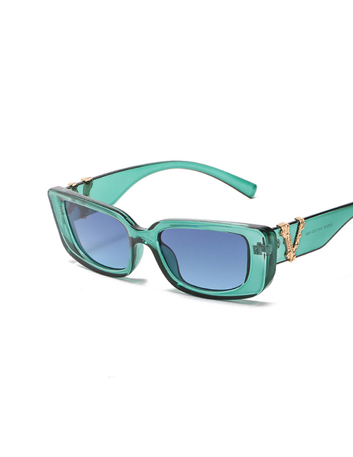 Fashion Blue Frame Green Sheet Pc Frame Sunglasses