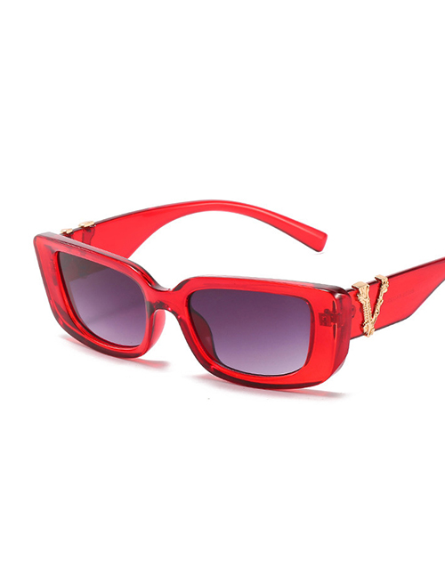 Fashion Wine Red Frame Double Gray Pc Frame Sunglasses