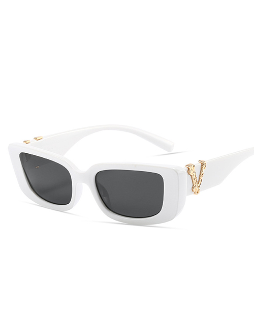 Fashion White Frame All Gray Pc Frame Sunglasses