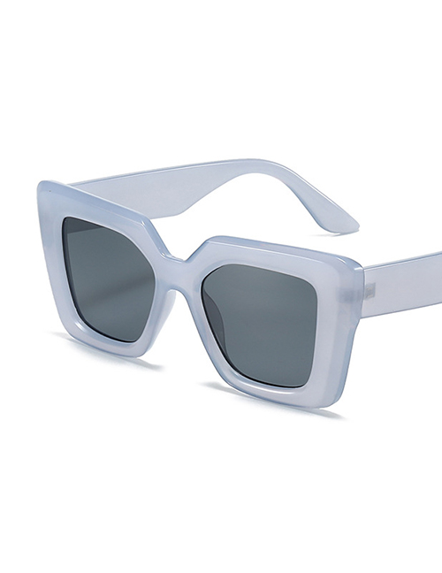 Fashion Jelly Blue Frame Gray Slice Large Square Frame Sunglasses
