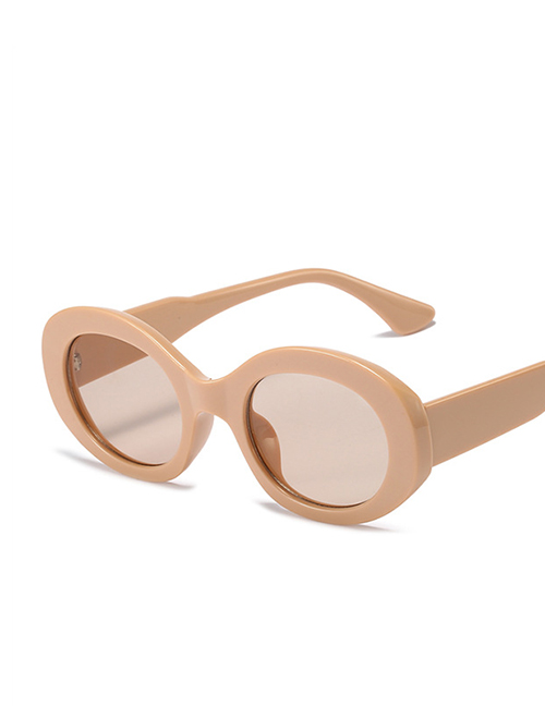 Fashion Beige Frame Light Tea Tablets Pc Oval Sunglasses