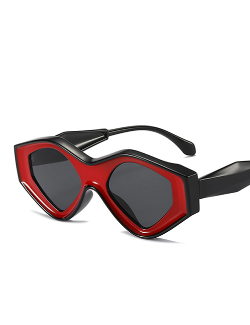 Fashion Black Red Frame Gray Sheet Triangular Cat Eye Butterfly Sunglasses