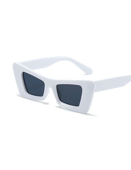 Fashion White Frame All Gray Pc Cat Eye Large Frame Sunglasses