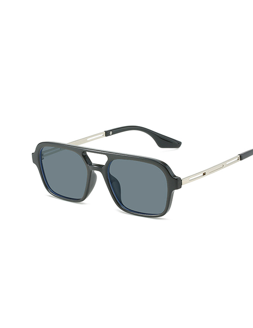 Fashion Black Frame Grey Sheet Ac Double Bridge Square Sunglasses