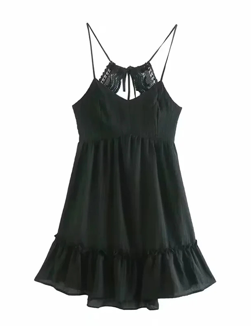 Fashion Black Bubble Grace Halter Dress