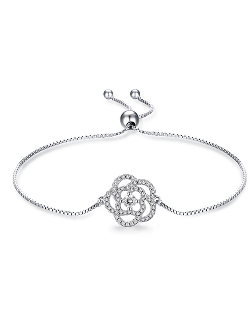 Fashion White Gold Metal Diamond Rose Bracelet