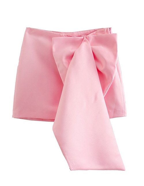 Fashion Pink Solid Color Bow Skirt