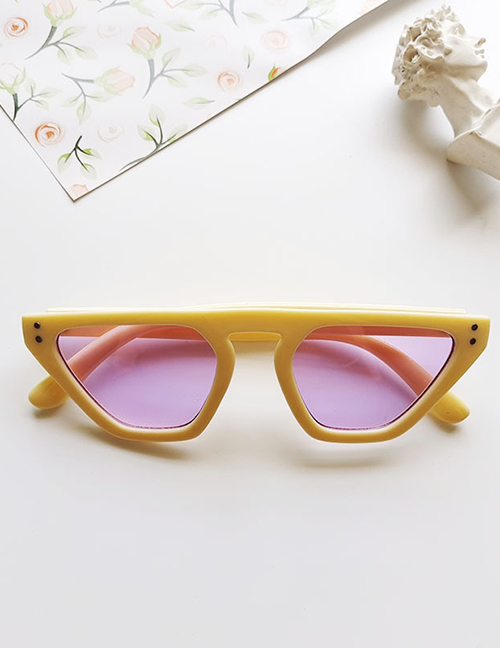 Fashion Yellow Frame Purple Tablets Pc Cat Eye Sunglasses