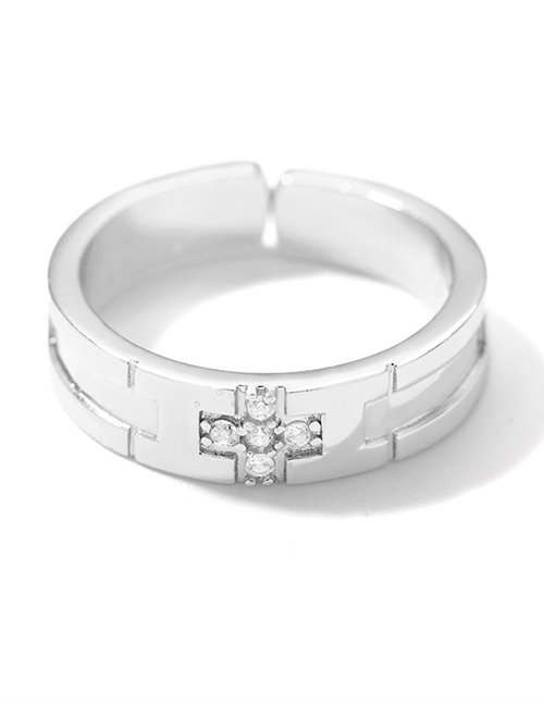 Fashion Silver Bronze Zirconium Cross Ring