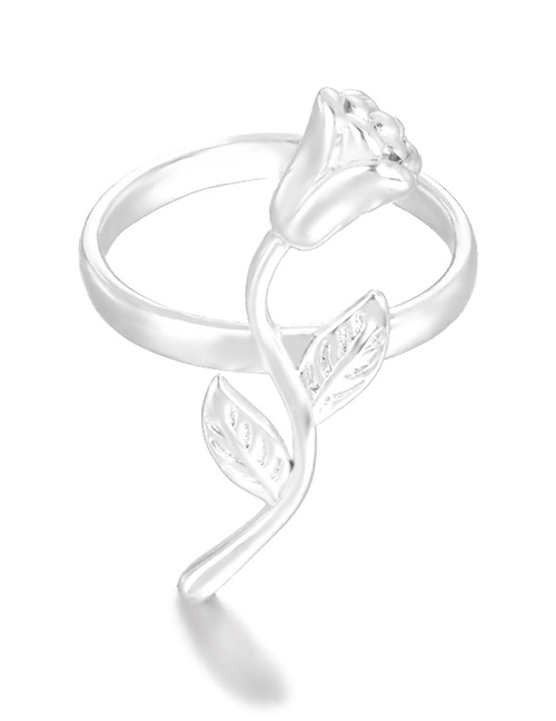 Fashion Silver Three-dimensional Rose Ring