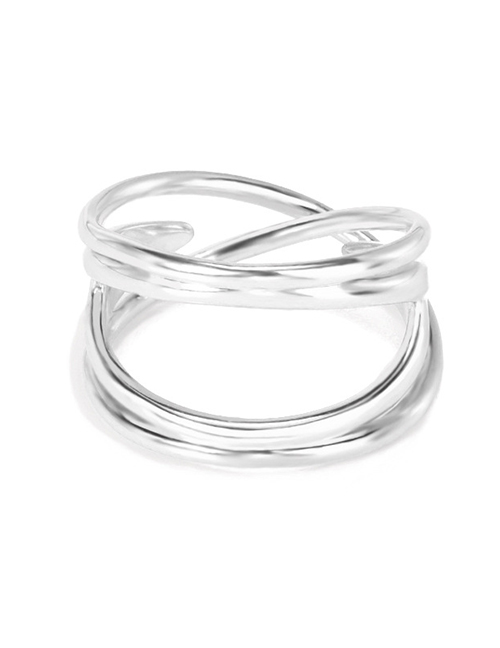 Fashion Silver Gold Plated Copper Double Line Open Ring