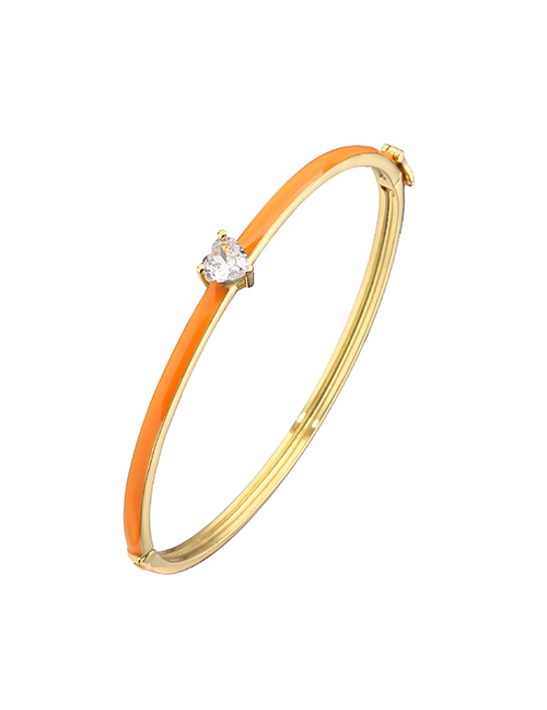Fashion Orange Bronze Heart Zirconium Oil Drip Bracelet