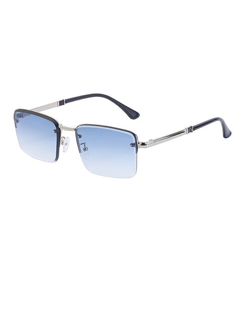 Fashion Blue Pc Cut Half Frame Sunglasses
