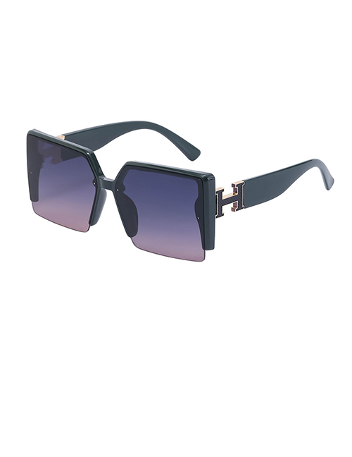 Fashion Green On Top Of Blue And Gray On Top Of Tea Pc Square Large Frame Sunglasses