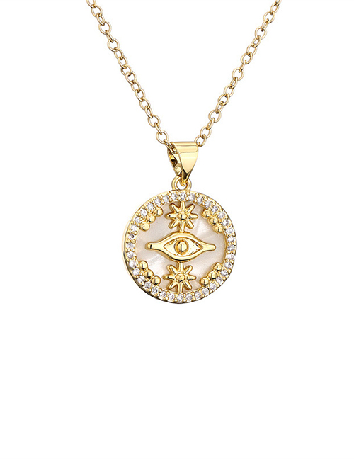 Fashion 4# Bronze Zirconium Shell Eye Necklace