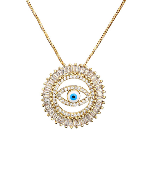 Fashion 3# Bronze Zirconium Eye Necklace