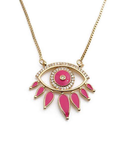 Fashion Red Copper Gold Plated Oil Eye Necklace