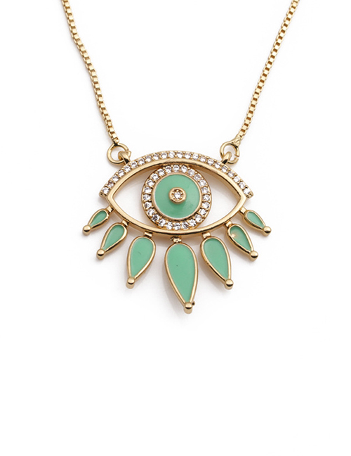 Fashion Green Copper Gold Plated Oil Eye Necklace