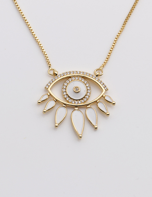 Fashion White Copper Gold Plated Oil Eye Necklace