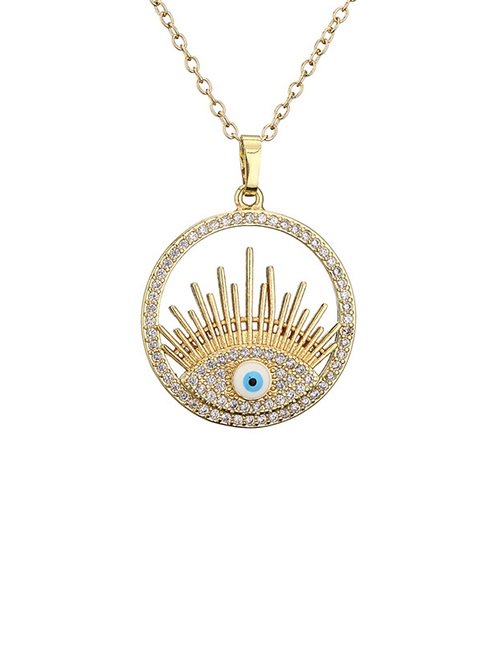 Fashion 6# Bronze Zirconium Eye Necklace