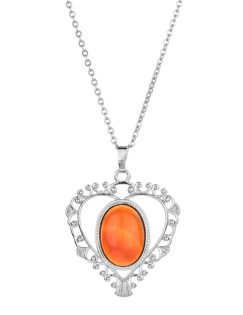 Fashion Orange Solid Copper Geometric Heart Protein Necklace