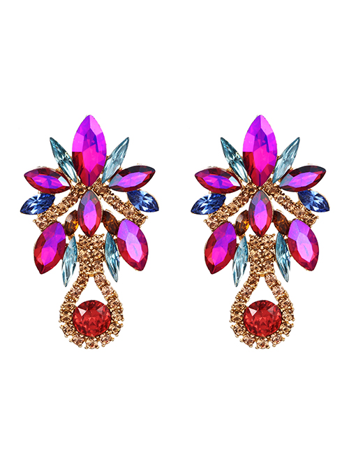 Fashion Red Alloy Diamond Drop Earrings