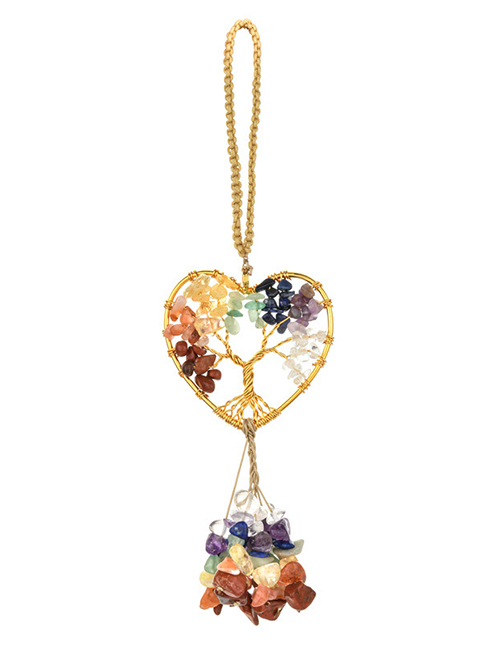 Fashion Heart-shaped Pure Copper Gravel Tree Of Life Winding Love Tassel Keychain