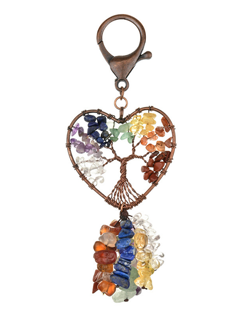 Fashion Heart-2 Pure Copper Gravel Tree Of Life Winding Love Tassel Keychain