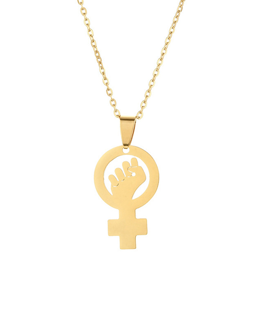 Fashion Gold Color Stainless Steel Cheers Gesture Necklace