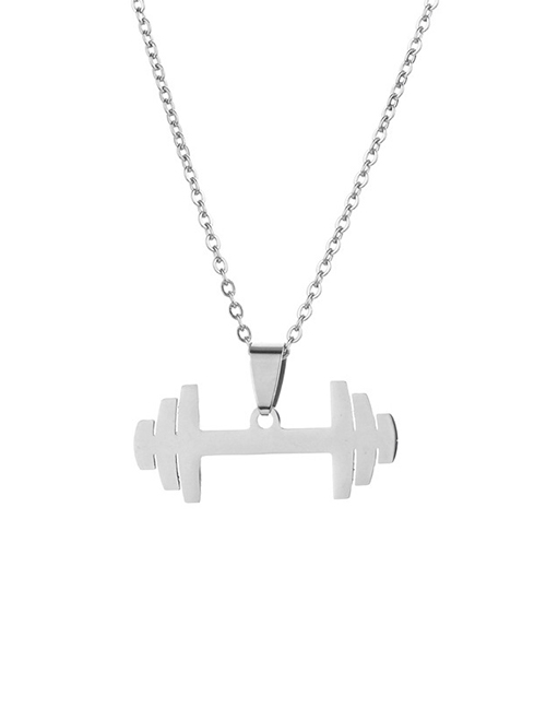 Fashion Silver Color Stainless Steel Dumbbell Necklace