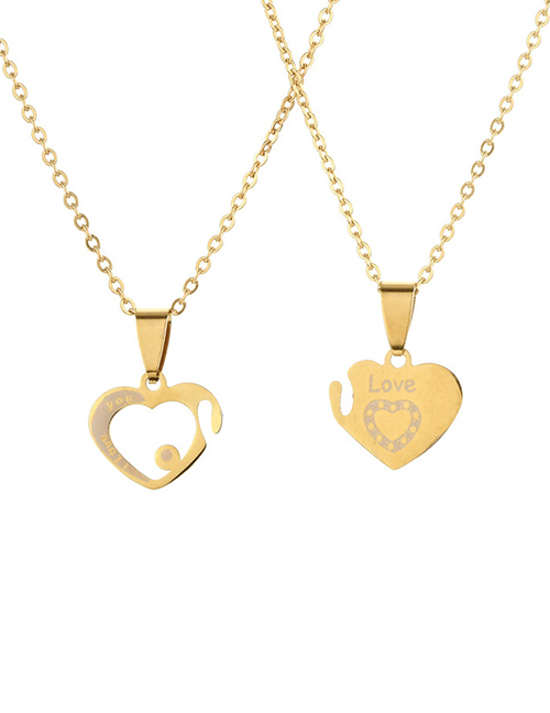 Fashion Love Titanium Steel Heart Necklace Set