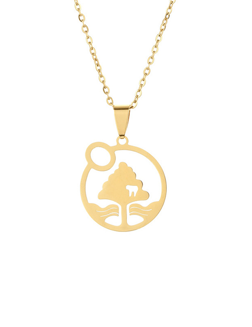 Fashion Gold Color Stainless Steel Hollow Tree Necklace