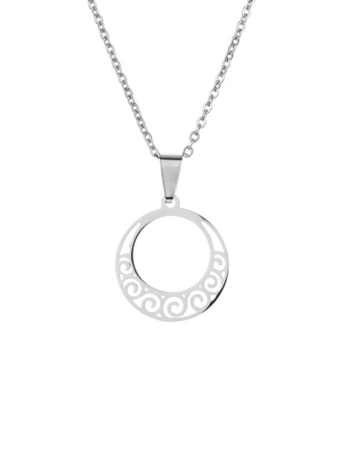 Fashion Silver Color Stainless Steel Round Pattern Necklace