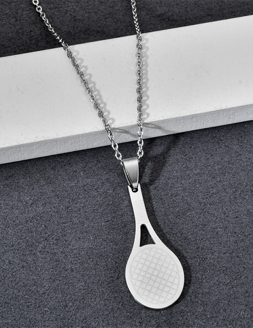 Fashion Silver Color Stainless Steel Tennis Racket Necklace
