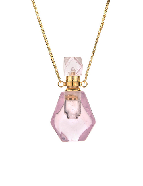 Fashion Pink Crystal Semi-precious Amethyst Pink Crystal Perfume Bottle Necklace