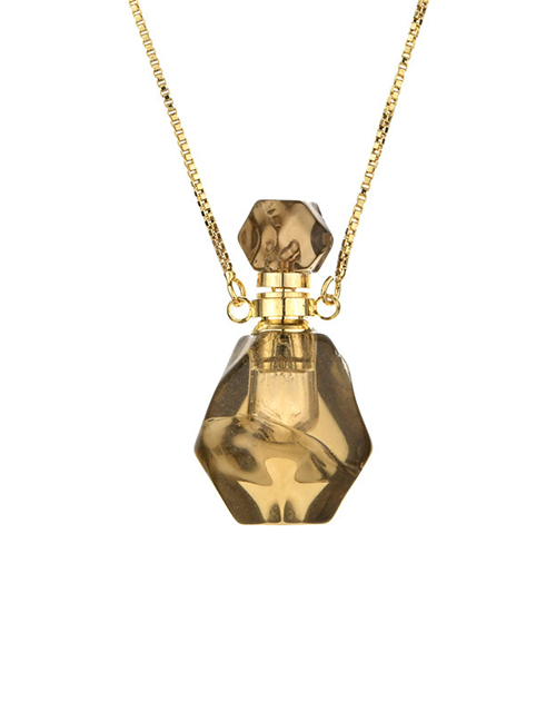 Fashion Brown Crystal Semi-precious Amethyst Pink Crystal Perfume Bottle Necklace