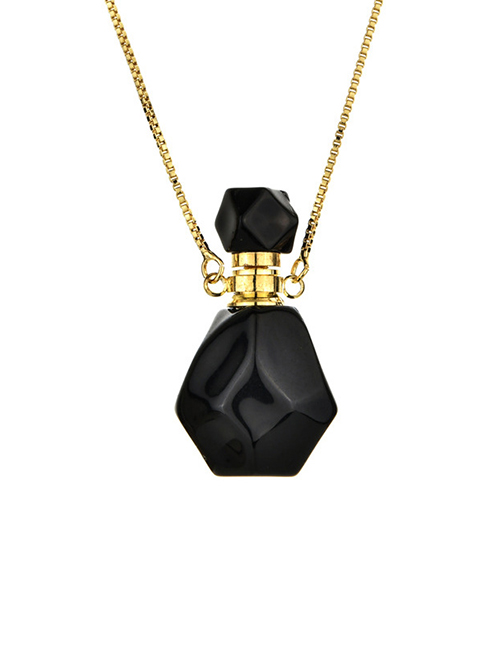 Fashion Blackstone Semi-precious Amethyst Pink Crystal Perfume Bottle Necklace