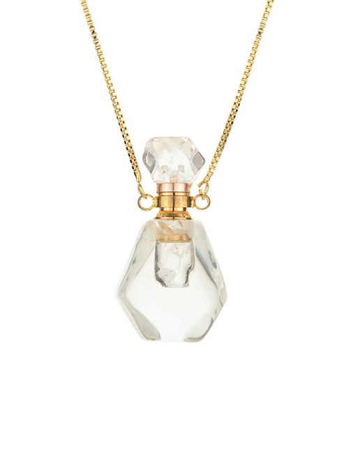 Fashion White Crystal Semi-precious Amethyst Pink Crystal Perfume Bottle Necklace