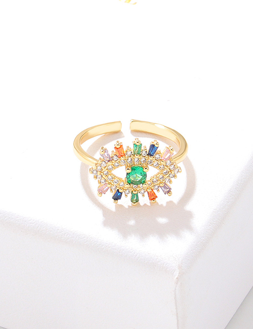 Fashion Color Lover's Eye Ring 6 Brass Diamond Eye Open Ring