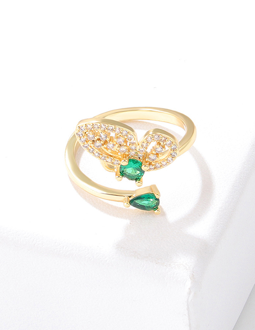 Fashion White Brass Diamond Butterfly Open Ring