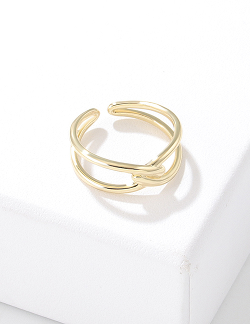 Fashion Two Ropes Interlocking 2 Solid Copper Geometric Knot Open Ring