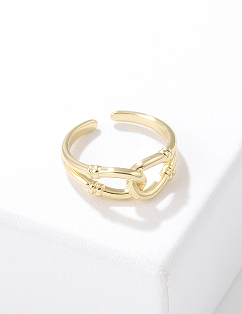Fashion Two Ropes Interlocking 1 Solid Copper Geometric Knot Open Ring