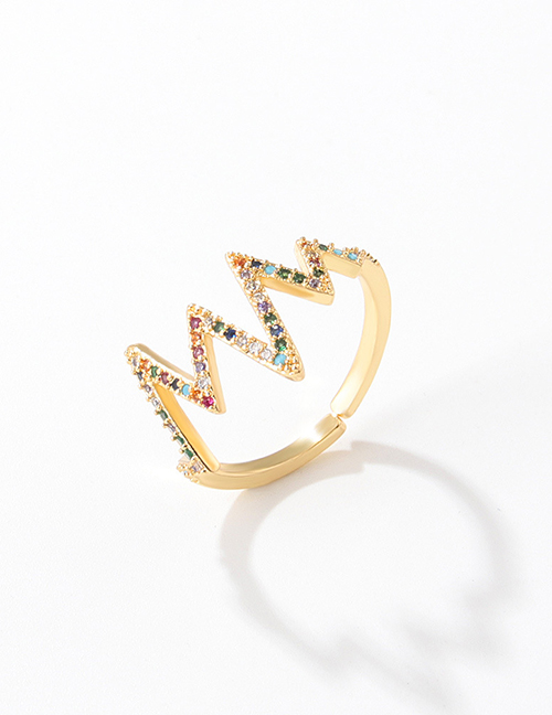 Fashion Color Ecg Micro-set Zircon Ring Bronze Zirconium Geometric Open Ring